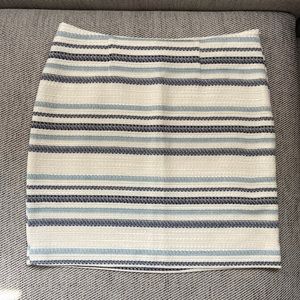 Blue and cream striped mini skirt